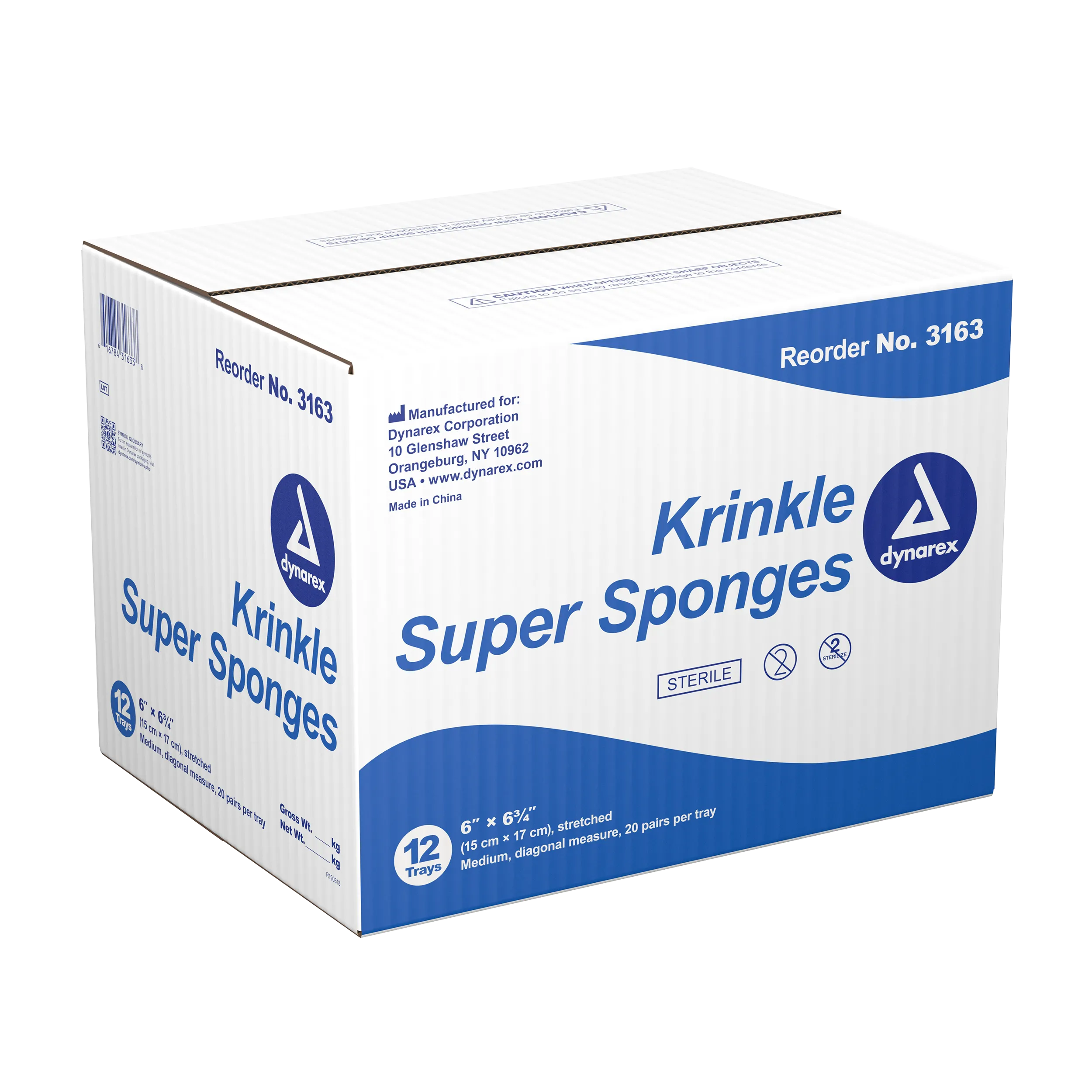 Dynarex - Krinkle Super Sponges - 6" x 6.75", Sterile, 2's