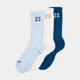 Essentials Crew 3 pack Mens Socks (White/Blue)